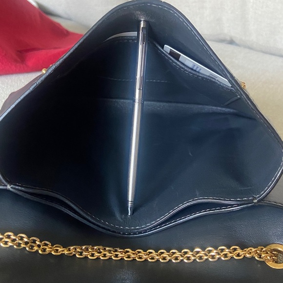 Valentino leather shoulder bag in Dark Blue with Gold Studs. - Picture 13 of 16